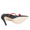Woman's pump with bow strap in black and red leather heel 10 - Available sizes:  31, 32, 33, 34, 35, 42, 45