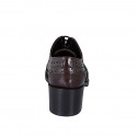 Zapato Oxford con cordones para mujer en piel marron oscuro con punta de ala tacon 5 - Tallas disponibles:  33, 34, 35, 42, 43, 44, 45, 46