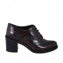 Chaussure Oxford pour femmes à lacets een cuir brossé bordeaux avec bout golf talon 6 - Pointures disponibles:  32, 33, 35, 42, 43, 44, 45