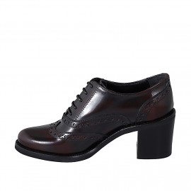 Chaussure Oxford pour femmes à lacets een cuir brossé bordeaux avec bout golf talon 6 - Pointures disponibles:  32, 33, 35, 42, 43, 44, 45 2