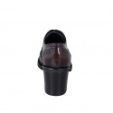 Scarpa Oxford stringata da donna in pelle abrasivata bordeaux con decorazione a coda di rondine tacco 6 - Misure disponibili: 32, 33, 35, 42, 43, 44, 45