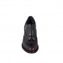 Woman's laced Oxford shoe in maroon brush-off leather with wingtip heel 6 - Available sizes:  32, 33, 35, 42, 43, 44, 45