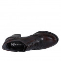 Woman's laced Oxford shoe in maroon brush-off leather with wingtip heel 6 - Available sizes:  32, 33, 35, 42, 43, 44, 45