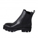 Woman's Chelsea ankle-high boot with elastic bands in black leather heel 4 - Available sizes:  32, 34, 35, 42, 43, 44, 45, 46, 47