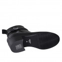 Stivaletto da donna con cerniera, fibbia e punta tonda in pelle nera tacco 5 - Misure disponibili: 32, 33, 34, 35, 42, 43, 44, 45, 46, 47