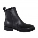 Woman's ankle boot in black leather with zipper and round tip heel 3 - Available sizes:  32, 34, 35, 42, 43, 44, 45, 46
