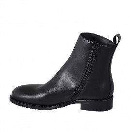 Stivaletto da donna con cerniera e punta tonda in pelle nera tacco 3 - Misure disponibili: 32, 34, 35, 42, 43, 44, 45, 46 2