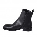 Woman's ankle boot in black leather with zipper and round tip heel 3 - Available sizes:  32, 34, 35, 42, 43, 44, 45, 46