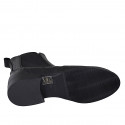 Botin Chelsea para mujer con elasticos y punta de ala en piel de color negro tacon 3 - Tallas disponibles:  32, 33, 34, 35, 42, 43, 44, 45, 46, 47