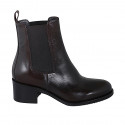 Botin Chelsea para mujer con elasticos en piel de color marròn oscuro tacon 5 - Tallas disponibles:  32, 33, 34, 35, 42, 43, 45, 46, 47