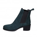 Woman's Chelsea ankle-high boot with elastic bands in green suede heel 5 - Available sizes:  33, 34, 35, 42, 43, 44, 45, 46