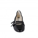 Ballerina Mary Jane a punta da donna con cinturini in vernice nera tacco 2 - Misure disponibili: 32, 33, 34, 35, 42, 43, 44, 45, 46