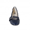 Woman's Mary Jane pointy-toe ballerina with straps in blue patent leather heel 2 - Available sizes:  32, 33, 34, 35, 42, 43, 44, 45, 46