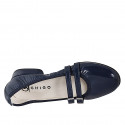 Mary Jane Ballerine pour femmes à bout pointu avec courroies en cuir verni bleu talon 2 - Pointures disponibles:  32, 33, 34, 35, 42, 43, 44, 45, 46