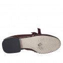 Mary Jane Ballerine pour femmes à bout pointu avec courroies en cuir verni bordeaux talon 2 - Pointures disponibles:  32, 33, 34, 35, 42, 43, 44, 45, 46