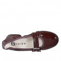 Woman's Mary Jane pointy-toe ballerina with straps in maroon patent leather heel 2 - Available sizes:  32, 33, 34, 35, 42, 43, 44, 45, 46