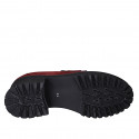Mocassino da donna con accessorio in camoscio bordeaux con tacco 5 - Misure disponibili: 32, 33, 35, 42, 43, 44, 45, 46