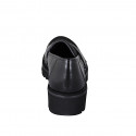 Mocassin pour femmes en cuir brossé noir et fourrure noir talon 3 - Pointures disponibles:  32, 33, 34, 35, 42, 43, 44, 45, 46