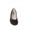 Ballerina con fiocco e puntale da donna in camoscio testa di moro e tessuto bianco, nero e bordeaux tacco 4 - Misure disponibili: 32, 33, 34, 35, 42, 43, 44, 45, 46