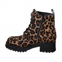 Stivaletto stringato anfibio da donna in pelle di vitello maculato con pelo tacco 5 - Misure disponibili: 32, 33, 34, 35, 42, 43, 44, 46