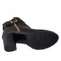 Bottines pour femmes en cuir marron foncé avec fermetures éclair, boucle et bout rondu talon 7 - Pointures disponibles:  32, 33, 34, 35, 42, 43, 44, 45