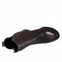 Botines para mujer en piel marron oscuro con cremalleras, hebilla y punta redonda tacon 7 - Tallas disponibles:  32, 33, 34, 35, 42, 43, 44, 45
