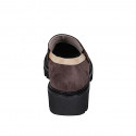 Woman's mocassin in brown and creme colored suede heel 4 - Available sizes:  32, 34, 35, 42, 43, 44, 45, 46