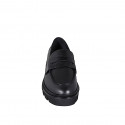 Mocassin pour femmes en cuir et cuir verni noir talon 4 - Pointures disponibles:  32, 35, 42, 43, 44, 45, 46