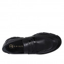 Mocassino da donna in pelle e vernice nera tacco 4 - Misure disponibili: 32, 35, 42, 43, 44, 45, 46