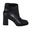 Botin para mujer con cremallera en piel, gamuza y charol negro tacon 7 - Tallas disponibles:  32, 33, 34, 35, 42, 43, 44, 45, 46