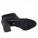 Woman's ankle boot with zipper in black leather, suede and patent leather heel 7 - Available sizes:  32, 33, 34, 35, 42, 43, 44, 45, 46