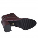 Stivaletto da donna con cerniera in pelle, camoscio e vernice bordeaux tacco 7 - Misure disponibili: 32, 33, 35, 42, 43, 44, 45, 46