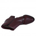 Bottines pour femmes avec fermeture éclair en cuir, daim et cuir verni bordeaux talon 7 - Pointures disponibles:  32, 33, 35, 42, 43, 44, 45, 46
