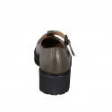 Scarpa accollata Mary Jane da donna con cinturino a T in pelle verde tacco 4 - Misure disponibili: 33, 34, 35, 42, 43, 44, 45, 46