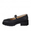 Decolté Mary Jane da donna con coda di rondine in pelle nera tacco 4 - Misure disponibili: 34, 35, 42, 43, 44, 46