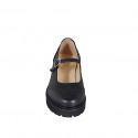 Decolté Mary Jane da donna con coda di rondine in pelle nera tacco 4 - Misure disponibili: 34, 35, 42, 43, 44, 46