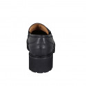 Mocassin avec accessoire argent pour femmes en cuir noir talon 4 - Pointures disponibles:  33, 34, 35, 43, 44, 46