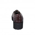 Woman's laced derby shoe in maroon patent leather with elastics heel 4 - Available sizes:  33, 34, 35, 42, 43, 44, 45, 46