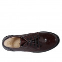 Chaussure derby pour femmes en cuir vernì bordeaux avec elastiques talon 4 - Pointures disponibles:  33, 34, 35, 42, 43, 44, 45, 46