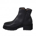 Stivaletto da donna in pelle nera con cerniere e fodera in pelliccia tacco 4 - Misure disponibili: 33, 35, 43, 44, 45, 46