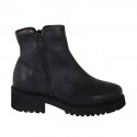 Woman's ankle boot in black leather with zippers and fur lining heel 4 - Available sizes:  33, 35, 43, 44, 45, 46