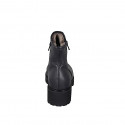 Woman's ankle boot in black leather with zippers and fur lining heel 4 - Available sizes:  33, 35, 43, 44, 45, 46