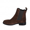 Woman's ankle boot in brown suede with elastic bands with heel 3 - Available sizes:  32, 35, 42, 43, 44, 45, 47