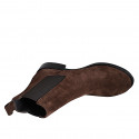 Stivaletto da donna in camoscio marrone con elastici con tacco 3 - Misure disponibili: 32, 35, 42, 43, 44, 45, 47