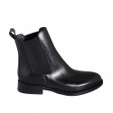 Woman's ankle boot in black leather with elastic bands with heel 3 - Available sizes:  32, 33, 34, 43, 44, 45, 47