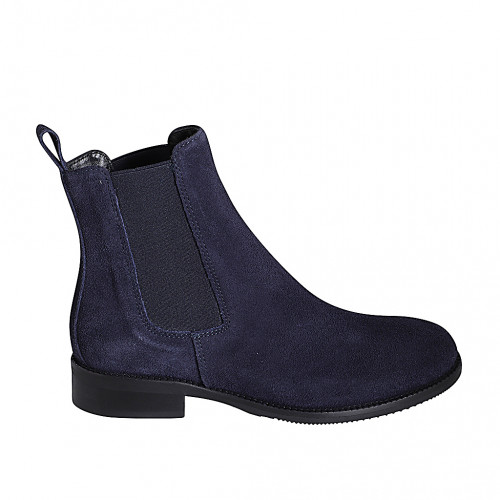 Bottines pour femmes avec élastiques en daim bleu avec talon 3 - Pointures disponibles:  32, 33, 34, 35, 42, 43, 44, 45, 46, 47