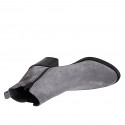 Woman's ankle boot with zipper and elastic band in grey suede heel 6 - Available sizes:  32, 33, 35, 42, 43, 44, 45, 46, 47