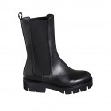 Stivaletto alto da donna in pelle nera con elastici tacco 4 - Misure disponibili: 32, 33, 34, 42, 43, 44, 45, 46