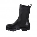 Stivaletto alto da donna in pelle nera con elastici tacco 4 - Misure disponibili: 32, 33, 34, 42, 43, 44, 45, 46