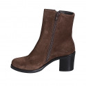 Stivaletto da donna con cerniere in camoscio marrone tacco 6 - Misure disponibili: 32, 33, 34, 35, 43, 44, 45, 46, 47